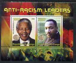 Congo 2008 Nobel Peace Prize Winners - Mandela & Martin Luther King perf sheetlet containing 2 values unmounted mint, stamps on personalities, stamps on nobel, stamps on mandela, stamps on human rights, stamps on racism, stamps on personalities, stamps on mandela, stamps on nobel, stamps on peace, stamps on racism, stamps on human rights