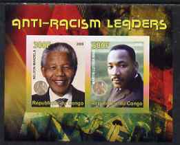 Congo 2008 Nobel Peace Prize Winners - Mandela & Martin Luther King imperf sheetlet containing 2 values unmounted mint, stamps on personalities, stamps on nobel, stamps on mandela, stamps on human rights, stamps on racism, stamps on personalities, stamps on mandela, stamps on nobel, stamps on peace, stamps on racism, stamps on human rights