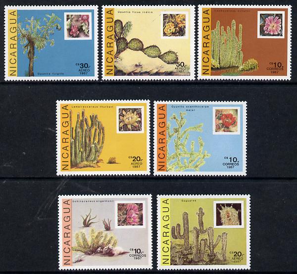 Nicaragua 1987 Cactii set of 7 unmounted mint, SG 2888-94, stamps on cacti, stamps on flowers