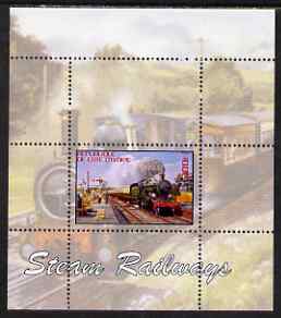 Ivory Coast 2004 Steam Railways #1 perf s/sheet unmounted mint, stamps on railways