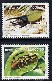 Brazil 1993 Environment Day (Beetles) set of 2 unmounted mint, SG 2576-77*, stamps on environment    insects