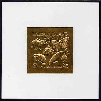 Easdale 1991 Natural History \A35 imperf souvenir sheet embossed in gold on thin card (imperf) unmounted mint, stamps on animals, stamps on dinosaurs, stamps on whales, stamps on dolphins, stamps on butterflies, stamps on tortoise, stamps on fungi, stamps on shells, stamps on 