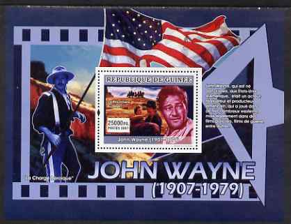 Guinea - Conakry 2007 John Wayne perf souvenir sheet (He was born in Iowa) unmounted mint Yv 639, stamps on personalities, stamps on cinema, stamps on films, stamps on movies, stamps on john wayne, stamps on flags, stamps on americana, stamps on militaria