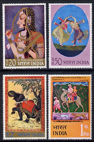 India 1973 Indian Miniature Paintings set of 4 unmounted mint, SG 681-84, stamps on arts    elephants