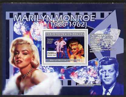 Guinea - Conakry 2007 Marilyn Monroe perf souvenir sheet (Some Like it Hot) unmounted mint Yv 644, stamps on personalities, stamps on cinema, stamps on marilyn monroe, stamps on marilyn, stamps on kennedy, stamps on tony curtis, stamps on minerals, stamps on diamonds