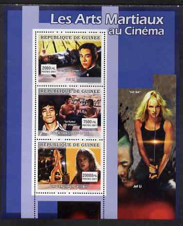 Guinea - Conakry 2007 Martial Arts Movies perf sheetlet containing 3 values unmounted mint, Yv 3041-43, stamps on personalities, stamps on cinema, stamps on films, stamps on movies, stamps on martial arts