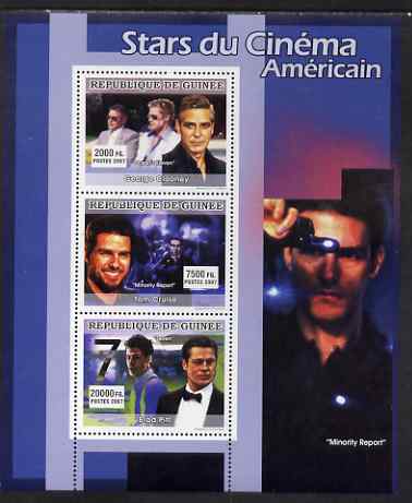 Guinea - Conakry 2007 American Male Film Stars perf sheetlet containing 3 values unmounted mint, YV 3044-46, stamps on personalities, stamps on cinema, stamps on films, stamps on movies