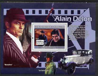Guinea - Conakry 2007 French Male Film Stars perf souvenir sheet (Alain Delon) unmounted mint Yv 653, stamps on personalities, stamps on cinema, stamps on cars, stamps on films, stamps on movies