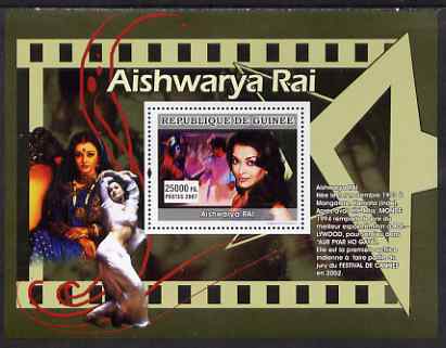 Guinea - Conakry 2007 Indian Film Stars perf souvenir sheet (Aishwarya Rai) unmounted mint, stamps on personalities, stamps on cinema, stamps on films, stamps on movies