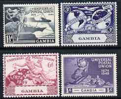 Gambia 1949 KG6 75th Anniversary of Universal Postal Union set of 4 unmounted mint, SG166-9, stamps on , stamps on  kg6 , stamps on  upu , stamps on 