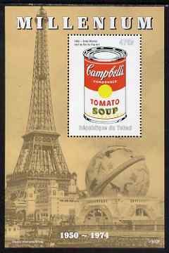 Chad 1999 Millennium - Tomato Soup by Andy Warhol perf m/sheet unmounted mint, stamps on millennium, stamps on arts, stamps on eiffel tower, stamps on food