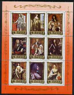 North Korea 1984 European Royalty #3 perf sheetlet containing 9 values unmounted mint, Mi 2549-57, stamps on royalty