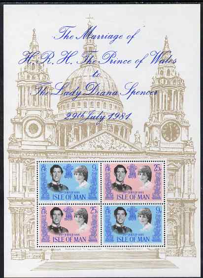 Isle of Man 1981 Royal Wedding perf m/sheet unmounted mint, SG MS204, stamps on royalty, stamps on charles, stamps on diana, stamps on 
