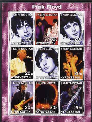Kyrgyzstan 2000 Pink Floyd perf sheetlet containing complete set of 9 values unmounted mint, stamps on personalities, stamps on entertainments, stamps on music, stamps on pops, stamps on rock