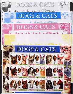 Afghanistan 2003 Dogs & Cats #1 sheetlet containing set of 9 values - the set of 5 imperf progressive proofs comprising the 4 individual colours plus all 4-colour composite, slight wrinkling at corner, unmounted mint , stamps on dogs, stamps on cats, stamps on scouts
