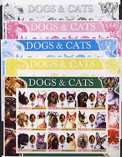 Afghanistan 2003 Dogs & Cats #2 sheetlet containing set of 9 values - the set of 5 imperf progressive proofs comprising the 4 individual colours plus all 4-colour composite, slight wrinkling at corner, unmounted mint , stamps on dogs, stamps on cats, stamps on scouts