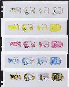 Angola 2001 Birth Centenary of Walt Disney sheetlet containing 4 values (Winnie the Pooh) the set of 5 imperf progressive proofs comprising the various colour combination..., stamps on personalities, stamps on films, stamps on cinema, stamps on movies, stamps on bears, stamps on disney