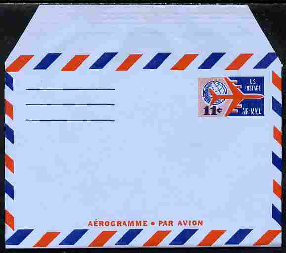 Aerogramme - United States 1965? 11c air-letter sheet folded along fold lines otherwise unused and fine, stamps on aviation