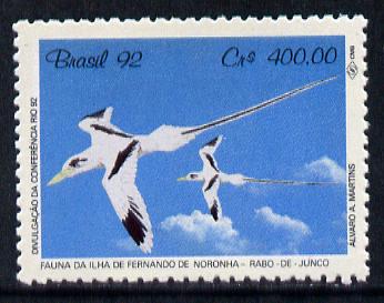 Brazil 1992 UN Conference on Environment #1 400cr (Tropic Bird) unmounted mint SG 2518*, stamps on birds   environment   united-nations     tropic