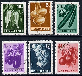 Bulgaria 1958 Agriculture cto set of 6 (Vegetables) SG 1107-12, stamps on agriculture, stamps on food, stamps on 