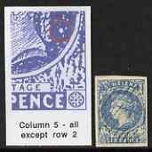 St Helena Forgery 6d blue by David Cohn (West type 2) imperf single from column 5 - identified by white flaw behind chignon, stamps on forgery, stamps on forgeries, stamps on 
