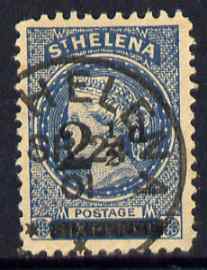 St Helena Forgery 2.5d on 6d blue by De Beuckelaer (West type 5) 'used' single. (Please note: we have a modest stock of this item so the one you receive may not be identical to the one scanned), stamps on , stamps on  stamps on forgery, stamps on  stamps on forgeries, stamps on  stamps on 