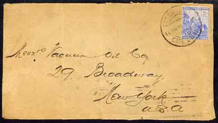 Cape of Good Hope 1899 front only to USA bearing Hope 2.5d, stamps on 