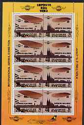 North Korea 1983 Luposta Airmail Exhibition perf sheetlet containing 4 se-tenant pairs, unmounted mint, SG N2280a, stamps on aviation, stamps on balloons, stamps on zeppelins, stamps on airships