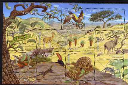 Namibia 2001 Flora & Fauna of the Central Highlands perf composite sheet containing set of 10 values unmounted mint SG 896-905, stamps on birds, stamps on aninals, stamps on insects, stamps on trees.lizards.reptiles, stamps on aloes, stamps on 