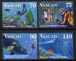 Vanuatu 1997 Diving perf set of 4 unmounted mint, SG 740-43, stamps on diving, stamps on scuba, stamps on marine life, stamps on fish, stamps on shipwrecks