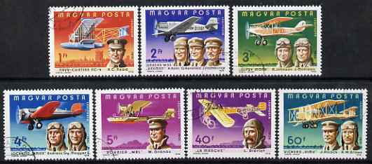 Hungary 1978 Famous Aviators & their Airplanes perf set of 7 cds used SG 3177-83, stamps on personalities, stamps on aviation, stamps on scots, stamps on scotland