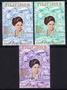 Philippines 1973 Projects Inaugurated by Imelda Marcos perf set of 3 unmounted mint, SG 1321-3, stamps on , stamps on  stamps on personalities, stamps on  stamps on women
