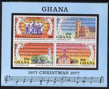 Ghana 1977 Christmas imperf m/sheet unmounted mint, SG MS 827, stamps on christmas, stamps on music, stamps on churches