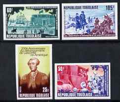 Togo 1977 Bicentenary of Lafayettes Arrival in America imperf set of 4 from limited printing, unmounted mint as SG 1240-43, stamps on personalities, stamps on americana, stamps on militaria