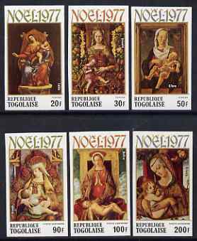 Togo 1977 Christmas - paintings imperf set of 6 from limited printing, unmounted mint as SG 1246-51, stamps on christmas, stamps on arts