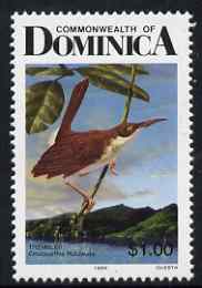 Dominica 1989-91 Birds $1 Brown Trembler with 1989 imprint date unmounted mint SG 1251, stamps on birds