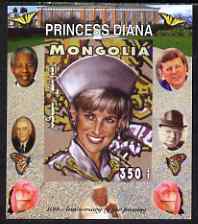 Mongolia 2007 Tenth Death Anniversary of Princess Diana 350f imperf m/sheet #13 unmounted mint (Churchill, Kennedy, Mandela, Roosevelt & Butterflies in background), stamps on royalty, stamps on diana, stamps on churchill, stamps on kennedy, stamps on personalities, stamps on mandela, stamps on butterflies, stamps on roosevelt, stamps on usa presidents, stamps on americana, stamps on human rights, stamps on nobel, stamps on personalities, stamps on mandela, stamps on nobel, stamps on peace, stamps on racism, stamps on human rights