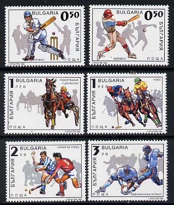 Bulgaria 1992 Sport set of 6 unmounted mint, SG 3886-91, Mi 4026-31, stamps on sport      cricket    baseball    american-football      horse racing      polo     hockey     , stamps on horses