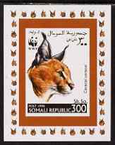 Somalia 1998 WWF - Caracal Lynx 300sh imperf individual de-luxe sheetlet, unmounted mint. Note this item is privately produced and is offered purely on its thematic appeal, stamps on animals, stamps on cats, stamps on  wwf , stamps on 