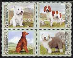 Micronesia 1995 Dogs perf set of 4 values unmounted mint, SG 426-9, stamps on dogs, stamps on westie, stamps on highland terrier, stamps on springer spaniel, stamps on irish setter, stamps on old english sheepdog, stamps on 
