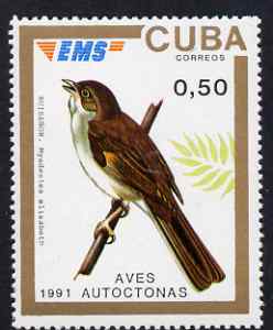 Cuba 1991 Express Mail Stamp - 50c Solitaire Bird unmounted mint SG E3639, stamps on birds, stamps on solitaire