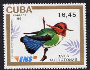 Cuba 1991 Express Mail Stamp - 16p45 Bee Hummingbird unmounted mint SG E3644, stamps on birds, stamps on hummingbirds