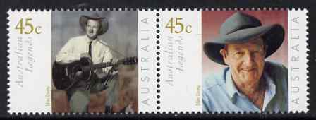 Australia 2001 Legends (5th series) Slim Dusty perf se-tenant set of 2 unmounted mint SG 2069a, stamps on personalities, stamps on music