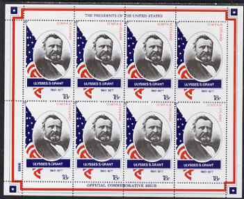 Staffa 1982 Presidents of the United States #18 Ulysses S Grant perf sheetlet containing 8 x 18p values unmounted mint, stamps on personalities, stamps on constitutions, stamps on americana, stamps on  usa , stamps on presidents, stamps on usa presidents, stamps on 