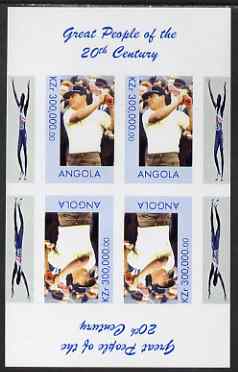 Angola 1999 Great People of the 20th Century - Lee Trevino (Golfer) imperf sheetlet of 4 (2 tete-beche pairs) unmounted mint, stamps on sport, stamps on golf, stamps on millennium, stamps on personalities