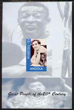 Angola 1999 Great People of the 20th Century - Bobby Fischer imperf souvenir sheet (Table Tennis in background) unmounted mint. Note this item is privately produced and i..., stamps on personalities, stamps on , stamps on sport, stamps on millennium, stamps on golf, stamps on table tennis