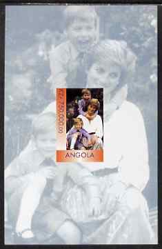 Angola 1999 Princess Diana with Harry & William imperf s/sheet unmounted mint. Note this item is privately produced and is offered purely on its thematic appeal, stamps on personalities, stamps on pope, stamps on royalty, stamps on diana, stamps on millennium