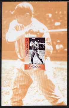 Angola 1999 Babe Ruth imperf s/sheet unmounted mint, stamps on personalities, stamps on baseball, stamps on sport
