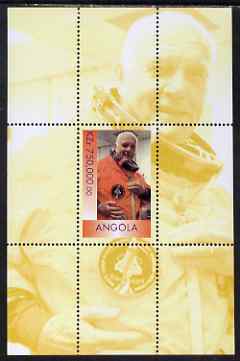 Angola 1999 John Glenn perf souvenir sheet unmounted mint. Note this item is privately produced and is offered purely on its thematic appeal, stamps on , stamps on  stamps on personalities, stamps on  stamps on space, stamps on  stamps on masonics, stamps on  stamps on masonry