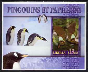 Liberia 2006 Butterflies & Penguins #2 perf m/sheet unmounted mint, stamps on birds, stamps on penguins, stamps on butterflies